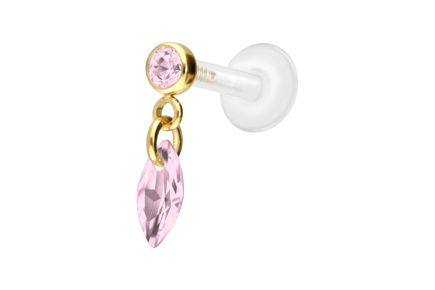 PTFE Labret Piercing mit Innengewinde + Titan-Aufsatz KRISTALLOVAL